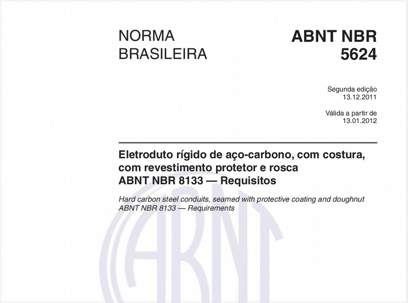 Eletroduto rígido de aço-carbono, com costura, com revestimento protetor e rosca ABNT NBR 8133 — Requisitos