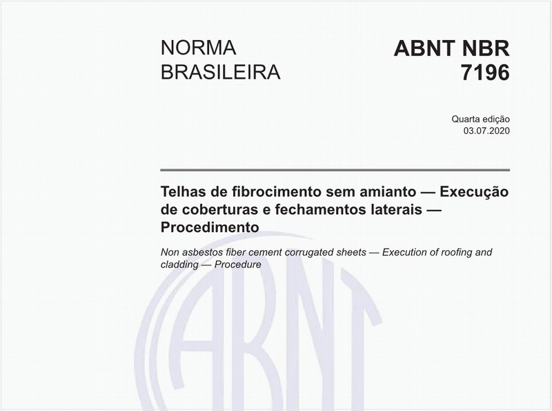 Telhas de fibrocimento sem amianto - Execução de coberturas e fechamentos laterais - Procedimento