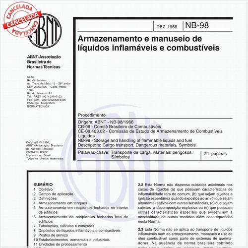 Armazenamento e manuseio de líquidos inflamáveis e combustíveis