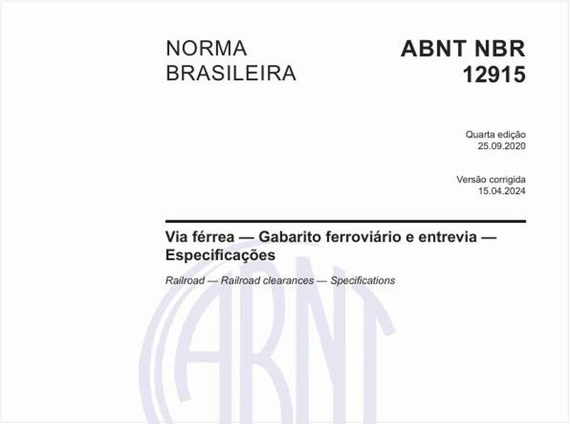 Via férrea — Gabarito ferroviário e entrevia — Especificações