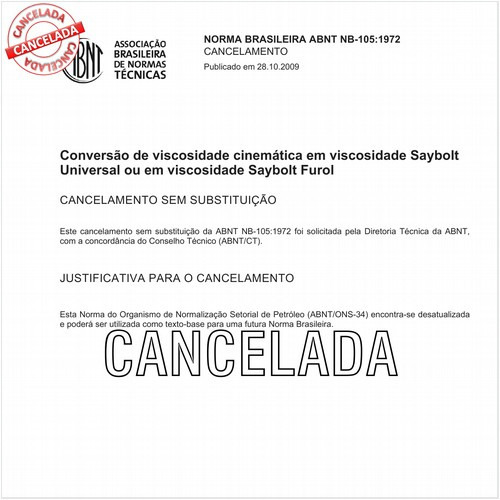 Conversão de viscosidade cinemática em viscosidade Saybolt universal ou em viscosidade Saybolt Furol