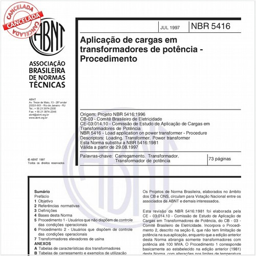 Aplicação de cargas em transformadores de potência - Procedimento