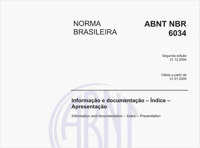 Informação e documentação - Índice - Apresentação