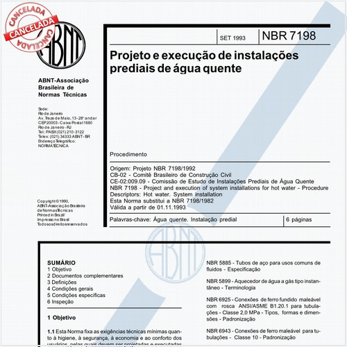 Projeto e execução de instalações prediais de água quente