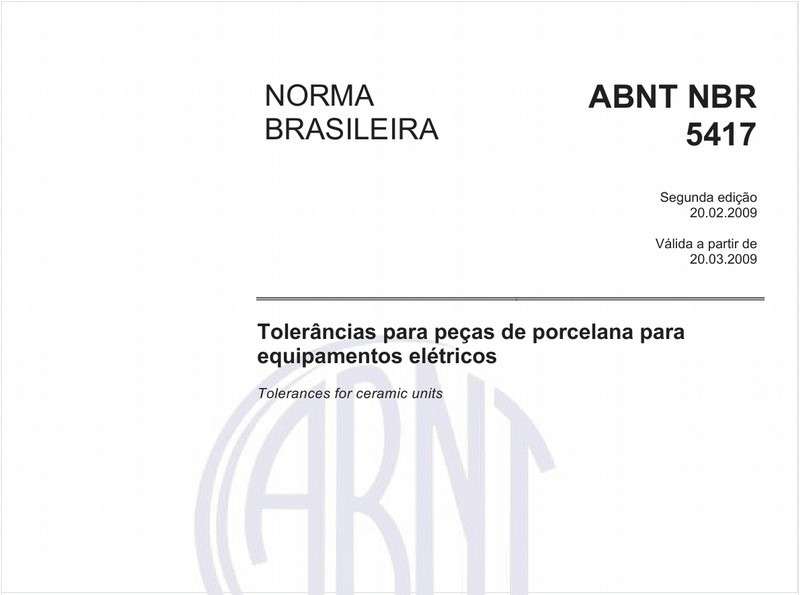 Tolerâncias para peças de porcelana para equipamentos elétricos