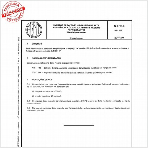 Emprego de papelão hidráulico de alta resistência a óleos, solventes e fluídos refrigerantes - Material para juntas