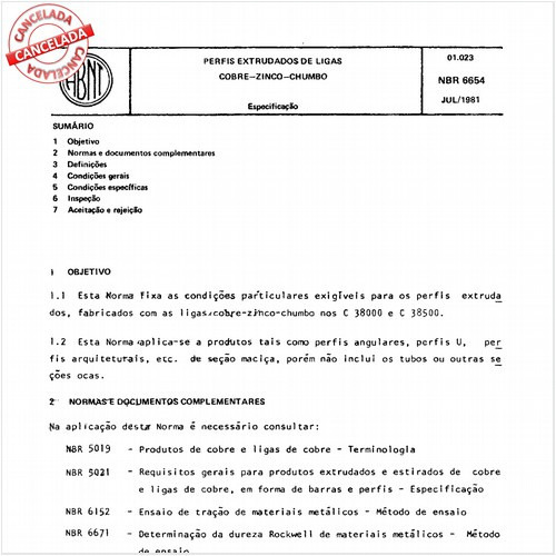 Perfis extrudados de ligas cobre-zinco-chumbo