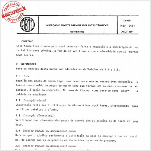 Inspeção e amostragem de isolantes térmicos