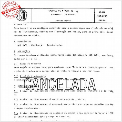 Cálculo de níveis de iluminamento em navios