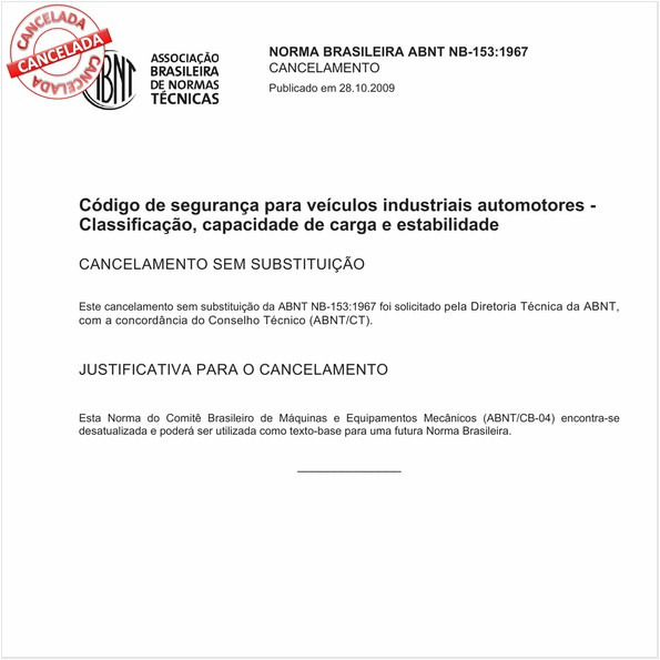 Código de segurança para veículos industriais automotores - Classificação, capacidade de carga e estabilidade