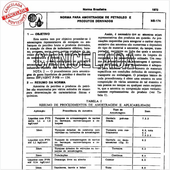 Norma pra amostragem de petróleo e produtos derivados