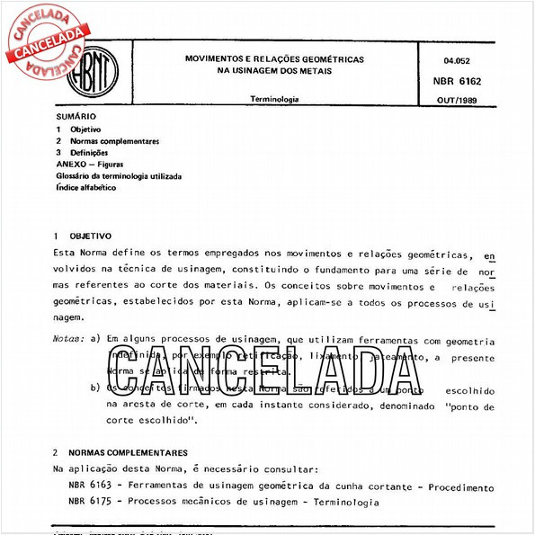 Movimentos e relações geométricas na usinagem dos metais