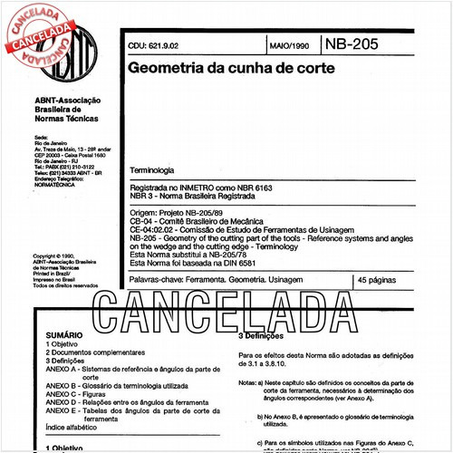 Geometria da cunha de corte