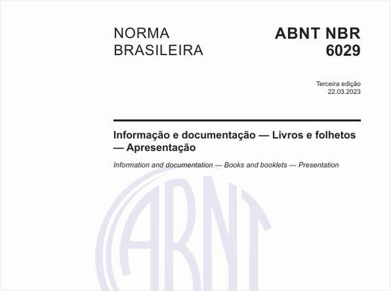 Informação e documentação - Livros e folhetos - Apresentação