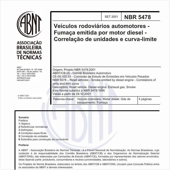 Veículos rodoviários automotores - Fumaça emitida por motor diesel - Correlação de unidades e curva-limite