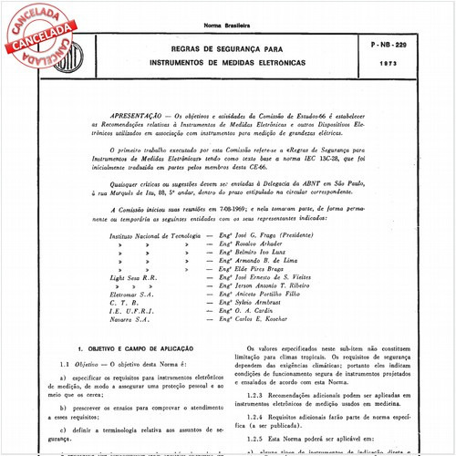 Regras de segurança para instrumentos de medidas eletrônicas