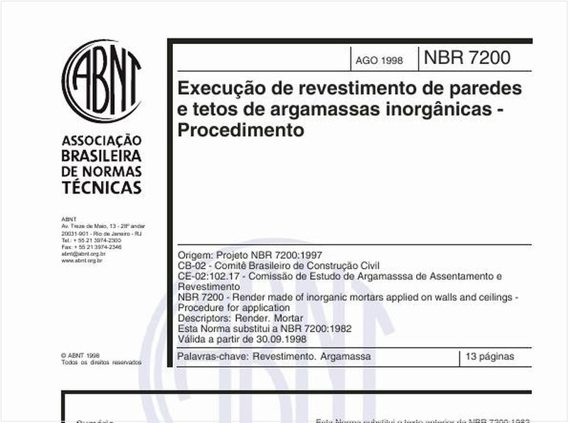 Execução de revestimento de paredes e tetos de argamassas inorgânicas - Procedimento