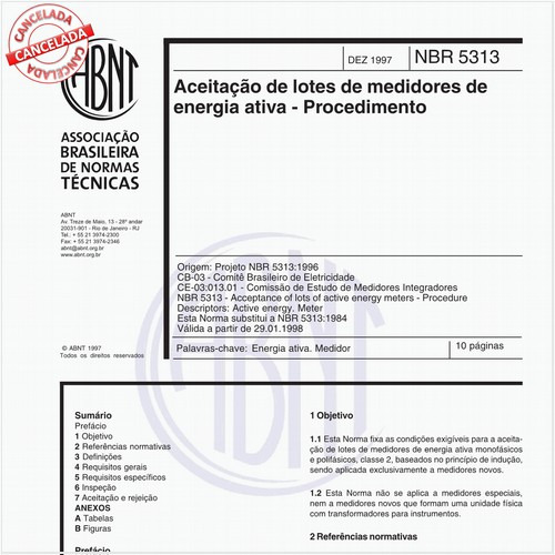 Aceitação de lotes de medidores de energia ativa - Procedimento