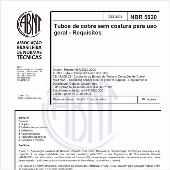 Tubos de cobre sem costura para uso geral - Requisitos