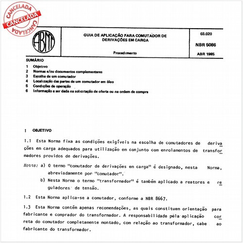 Guia de aplicação para comutador de derivações em carga
