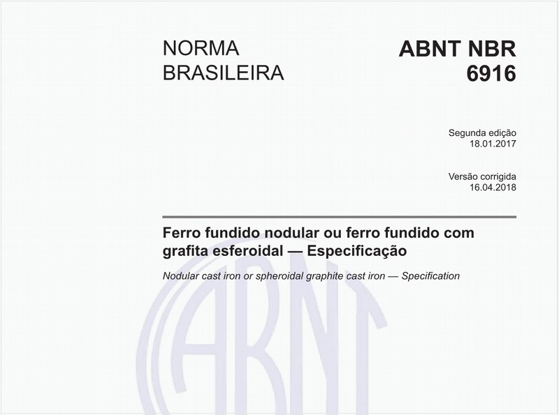 Ferro fundido nodular ou ferro fundido com grafita esferoidal — Especificação