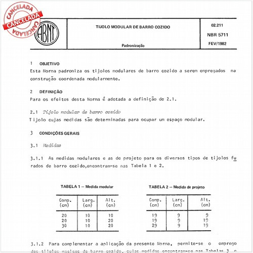 Tijolo modular de barro cozido