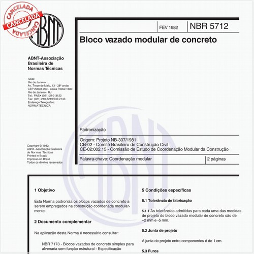 Bloco vazado modular de concreto