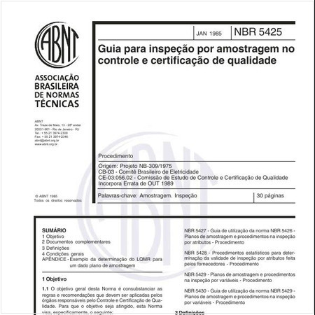 Guia para inspeção por amostragem no controle e certificação de qualidade