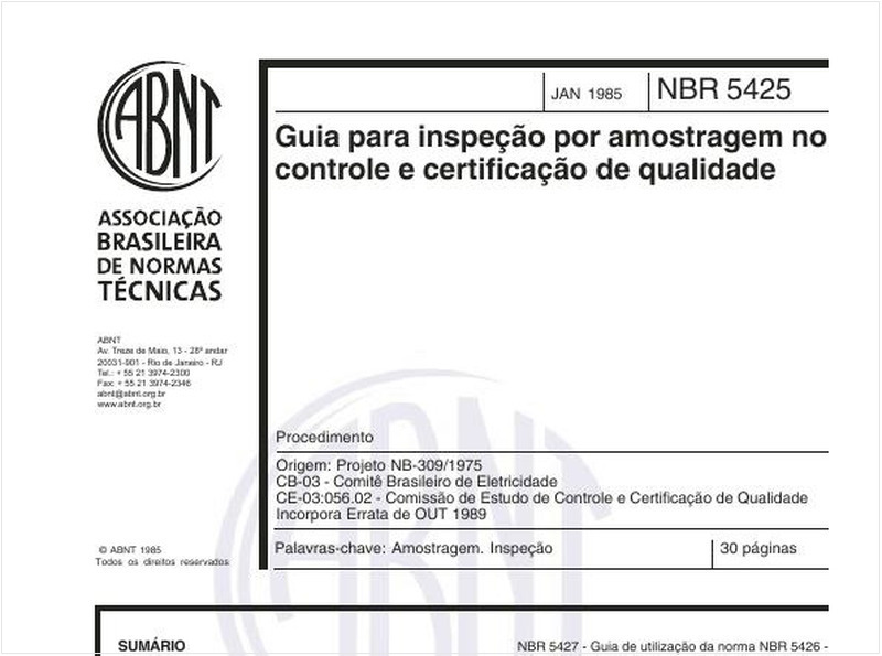 Guia para inspeção por amostragem no controle e certificação de qualidade