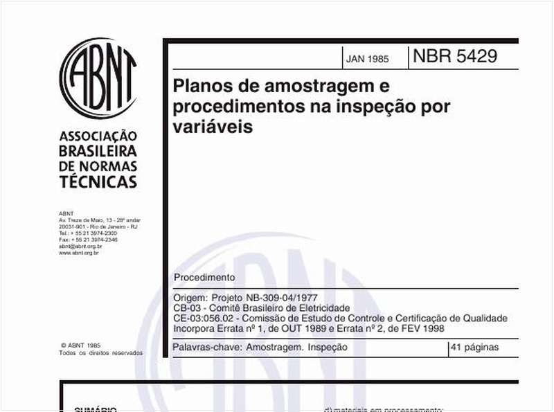 Planos de amostragerm e procedimentos na inspeção por variáveis