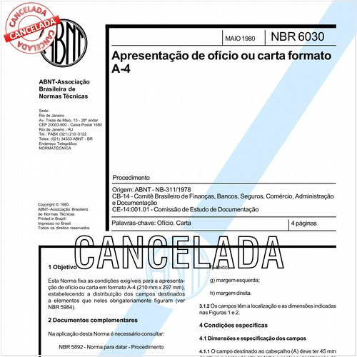 Apresentação de ofício ou carta formato A-4