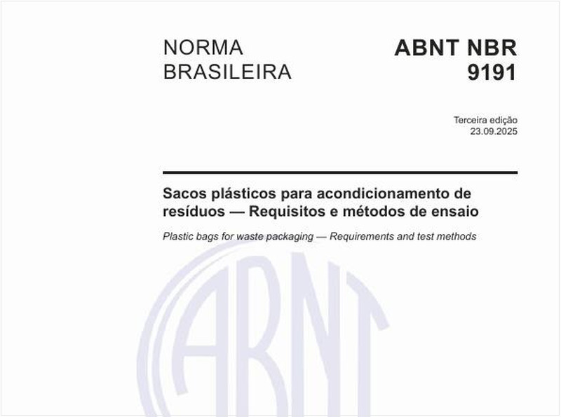 Sacos plásticos para acondicionamento de resíduos — Requisitos e métodos de ensaio