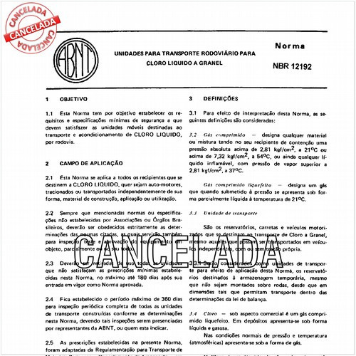 Unidades para transporte rodoviário para cloro líquido a granel
