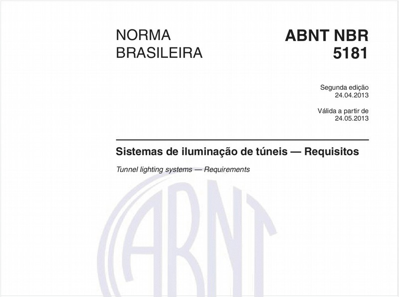 Sistemas de iluminação de túneis — Requisitos