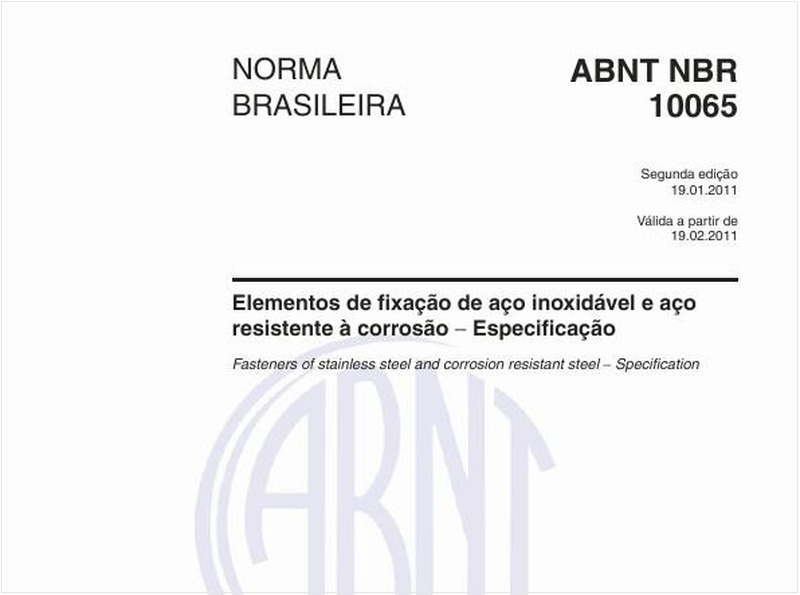 Elementos de fixação de aço inoxidável e aço resistente à corrosão - Especificação