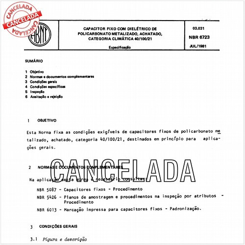 Capacitor fixo com dielétrico de policarbonato metalizado, achatado, categoria climática 40/100/21