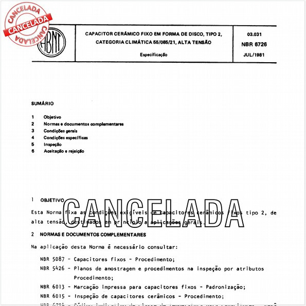 Capacitor cerâmico fixo em forma de disco, tipo 2, categoria climática 55/085/21, alta tensão