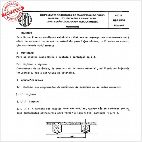 Componentes de cerâmica, de concreto ou de outro material utilizado em lajes mistas na construção coordenada modularmente