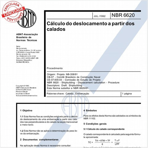 Cálculo do deslocamento a partir dos calados