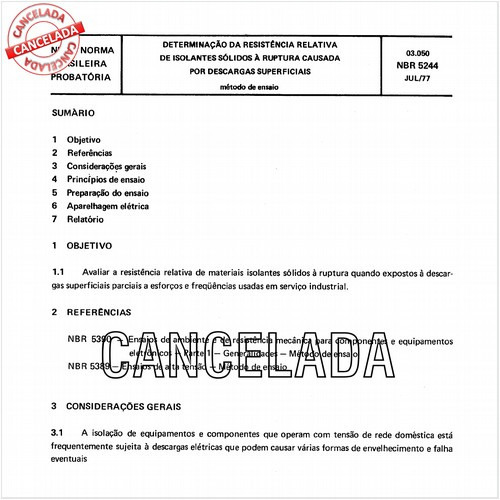 Determinação da resistência relativa de isolantes sólidos à ruptura causada por descargas superficiais