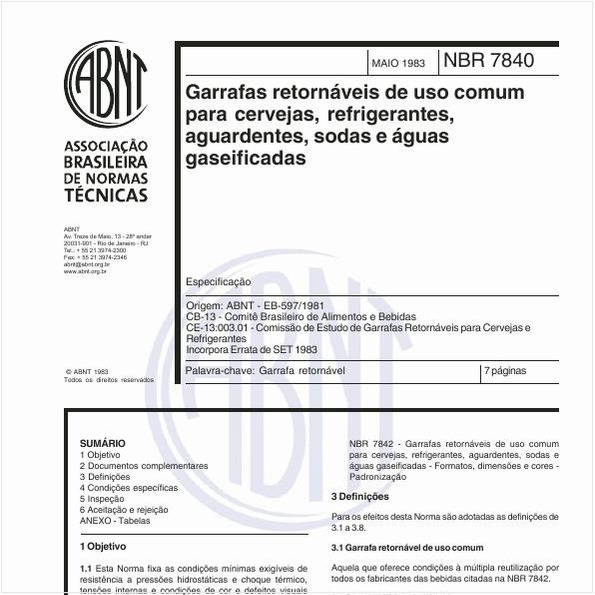 Garrafas retornáveis para cervejas e refrigerantes, aguardentes