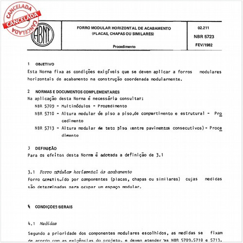 Forro modular horizontal de acabamento (placas, chapas ou similares)