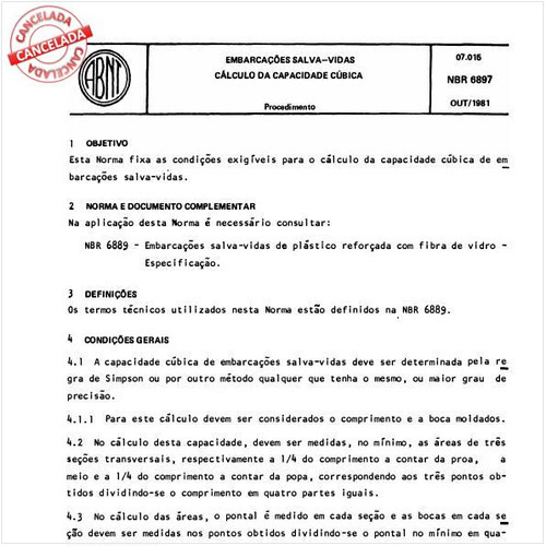 Embarcações salva-vidas - Cálculo da capacidade cúbica