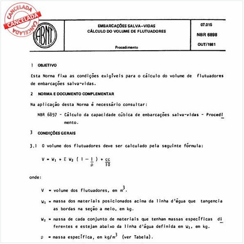 Embarcações salva-vidas - Cálculo do volume de flutuadores