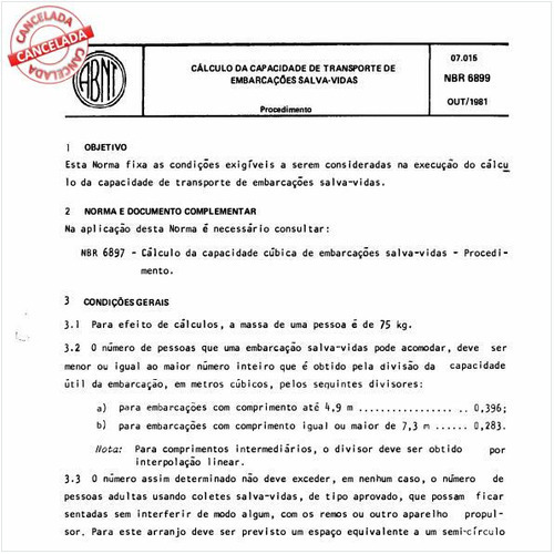 Cálculo da capacidade de transporte de embarcações salva-vidas
