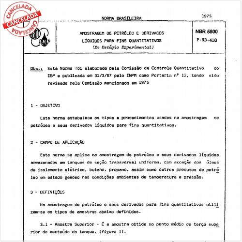 Amostragem de petróleo e derivados líquidos para fins quantitativos