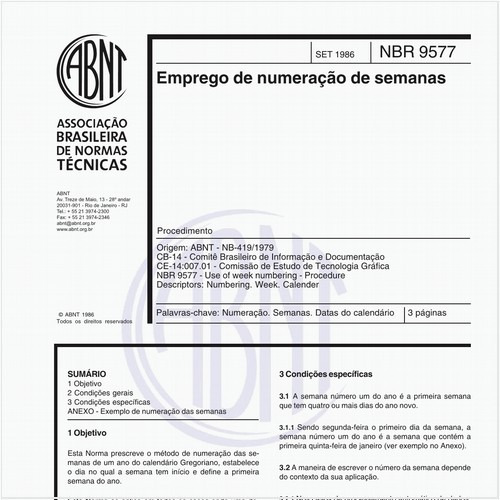 Emprego de numeração de semanas - Procedimento