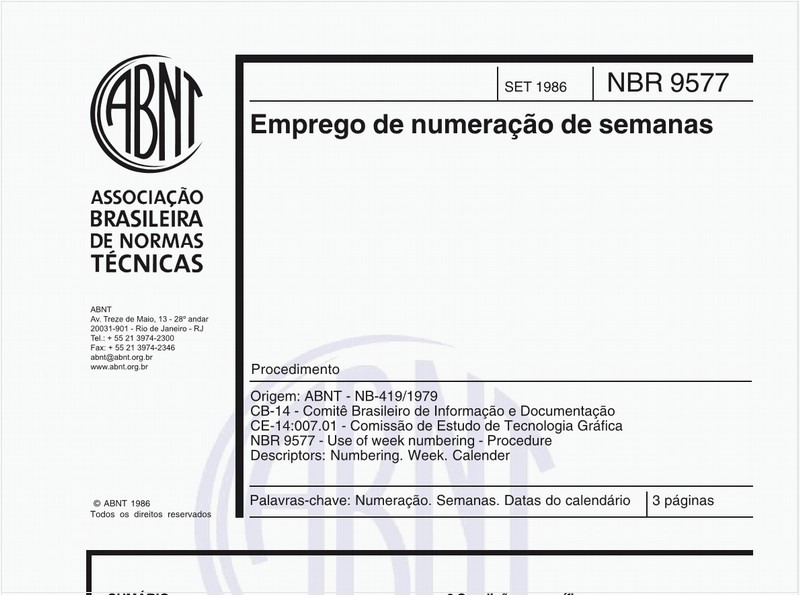 Emprego de numeração de semanas - Procedimento