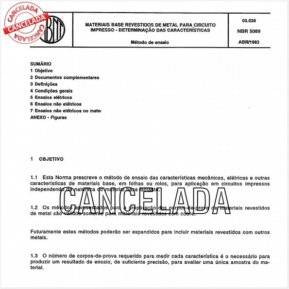Materiais base revestidos de metal para circuito impresso - Determinação das características