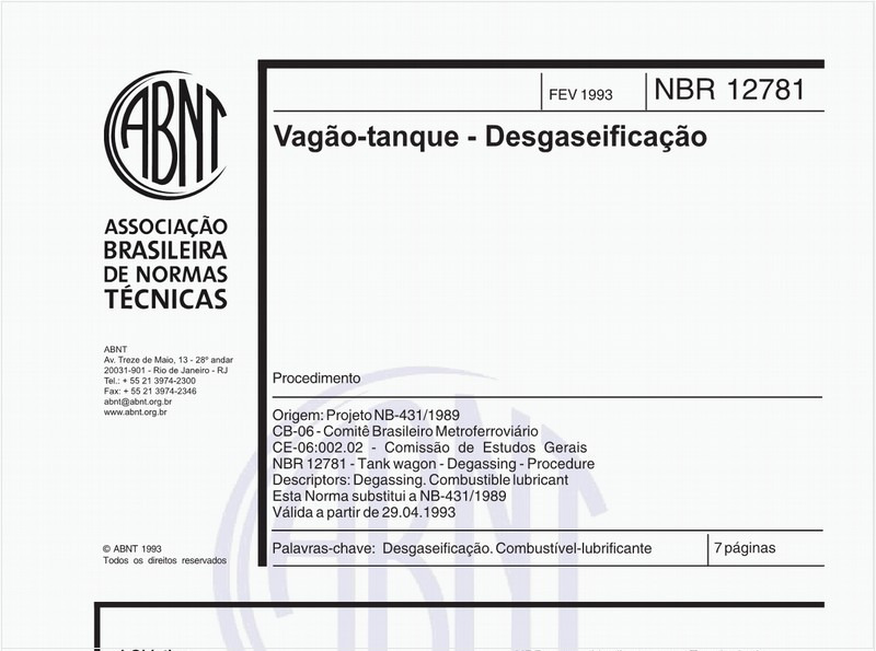 Vagão-tanque - Desgaseificação - Procedimento
